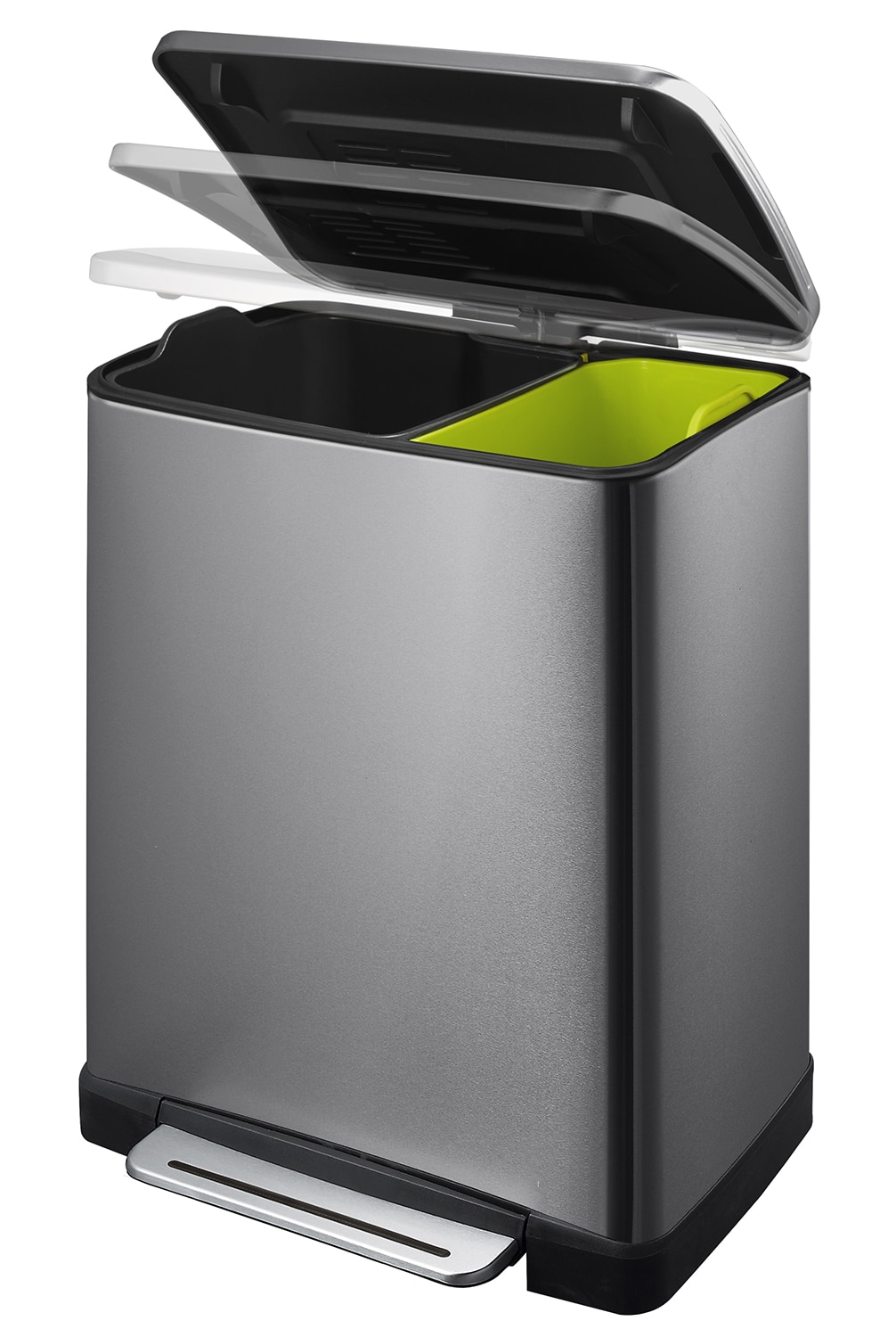 E-Cube Recycle Step Bin 28+18L Black Steel