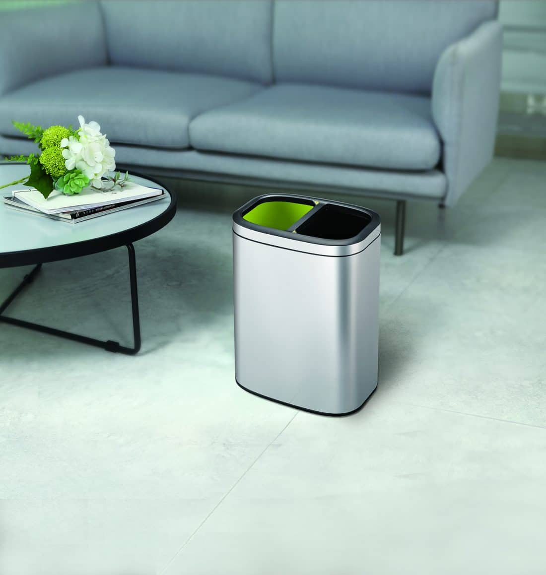 OLI-Cube Recycle Trash Bin open top 10+10L Matt s/s