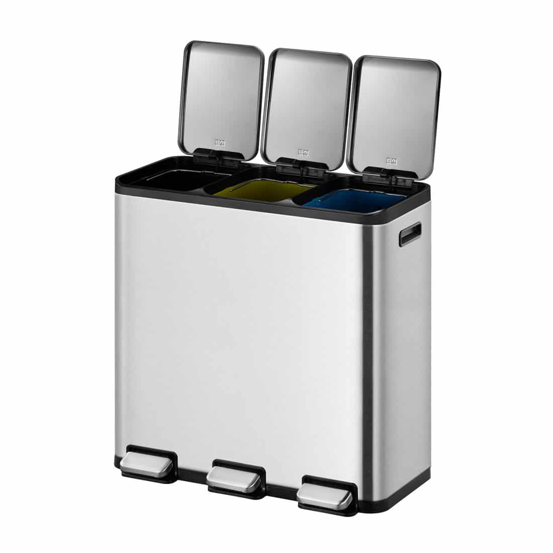 EcoCasa Splitted Recycle Step Bin 15+15+15L Matt s/s