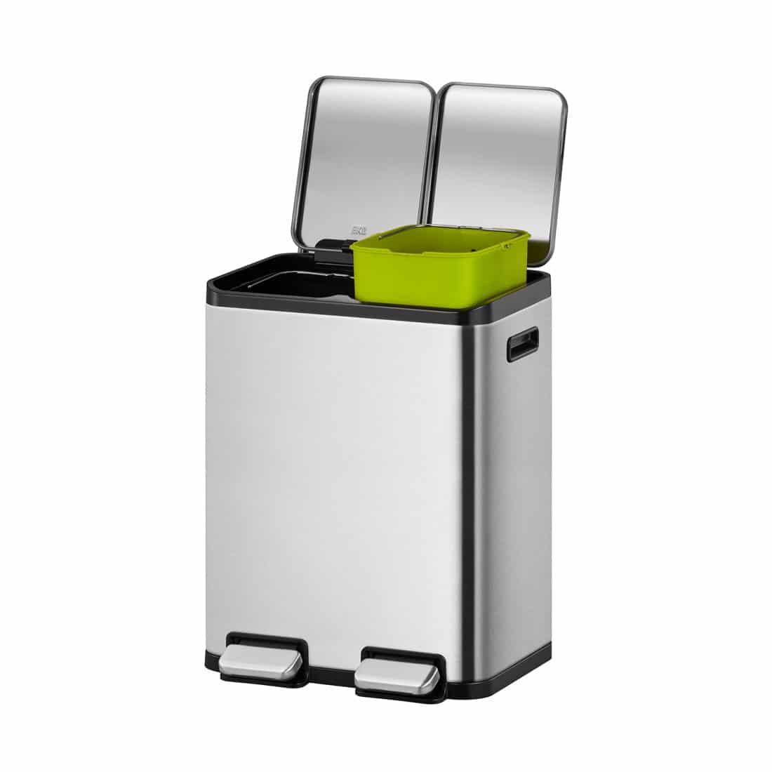 EcoCasa Splitted Recycle Step Bin 30+30L Matt s/s