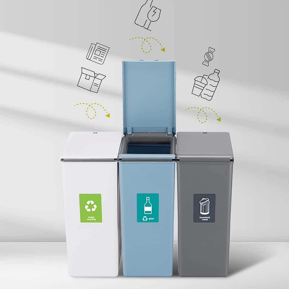 Morandi Touch Bin 40L Separate waste bin, connectable for recycling