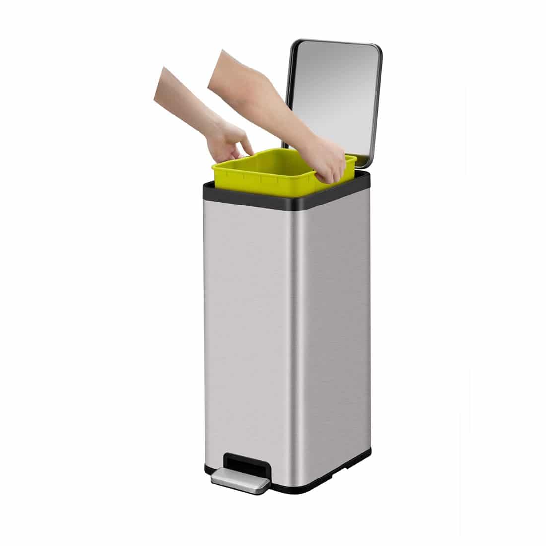 EcoMaid Step Bin 30L Matt s/s Separate waste bin, connectable for recycling