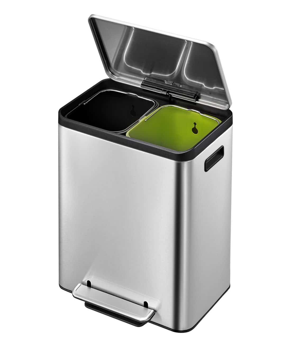 EcoCasa Recycle Step Bin 15+15L Matt s/s