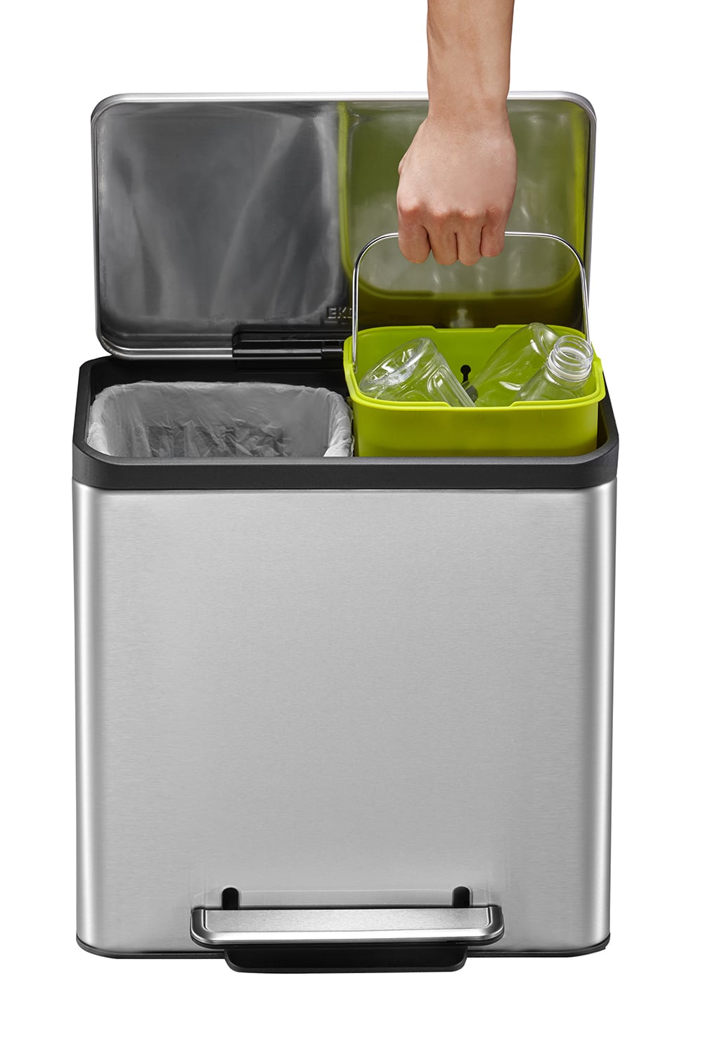 EcoCasa Recycle Step Bin 15+15L Matt s/s